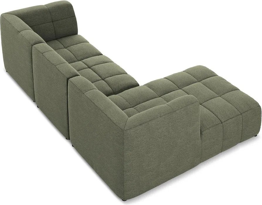 Zöld buklé sarokkanapé (bal oldali-heverő résszel) Aloha – Makamii