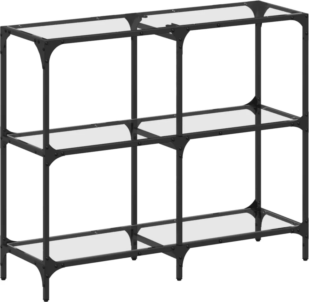 vidaXL acél tálalóasztal átlátszó üveglappal 98 x 30 x 81 cm