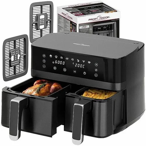 ProfiCook FR 1295 H dupla forrólevegős fritőz, 9 l