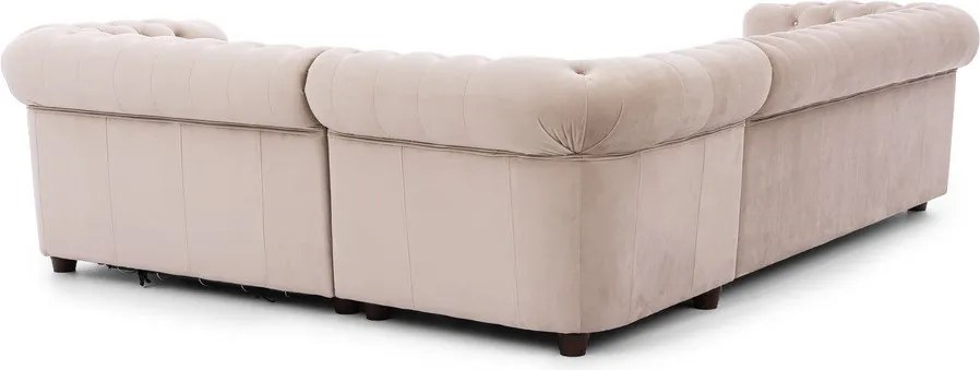 Bézs bársony kinyitható sarokkanapé (jobb oldali-L alakú) York Blik – Ropez