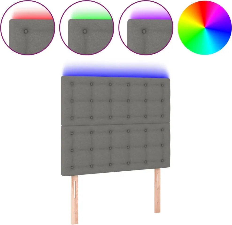 vidaXL sötétszürke szövet LED-es fejtámla 100x5x118/128 cm