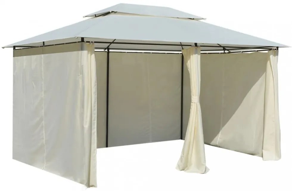 fehér kerti pavilon függönyökkel 4 x 3 m