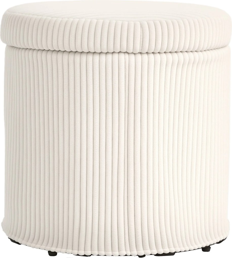 HOMCOM Kerek Tároló Puff Puff Kárpitozott Bársonyos Üléssel Levehető Fedéllel Előszobába, Hálószobába, Nappaliba Ø40x41 cm Beige | Aosom