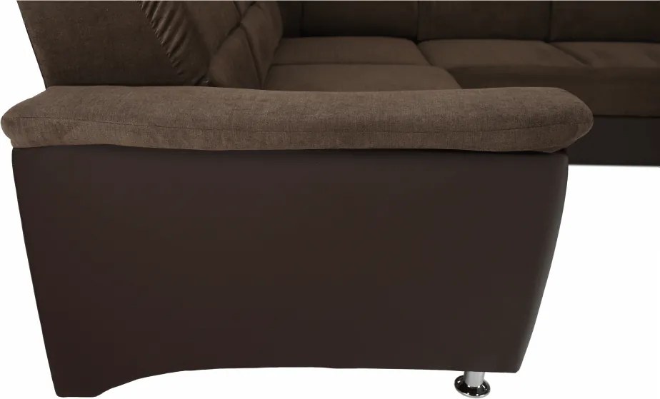 Ülőgarnitúra, textilbőr barna/szövet barna, SANTIAGO U