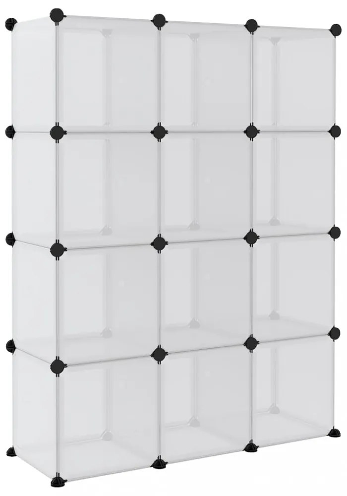 átlátszó PP tárolókocka-rendszerező 12 kockával és ajtókkal