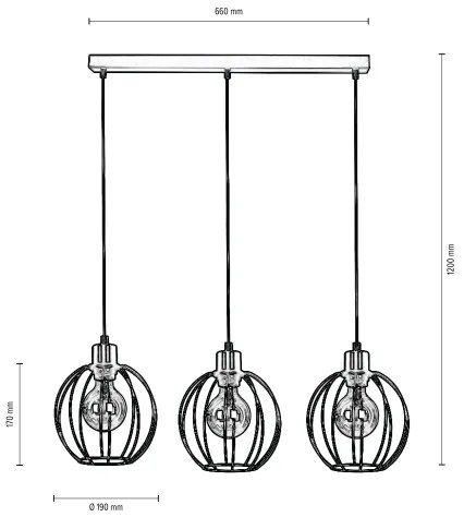 Spot-Light DO15659304 - BERIS 3 ágú függeszték E27 60W 230V