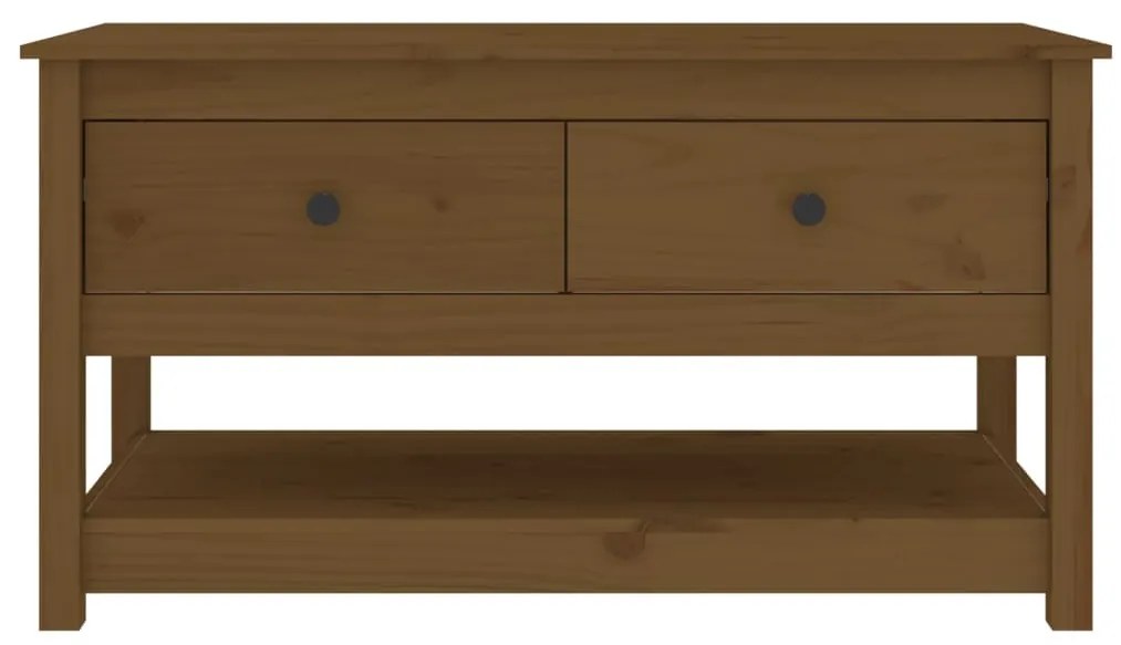 Mézbarna tömör fenyőfa dohányzóasztal 102 x 49 x 55 cm