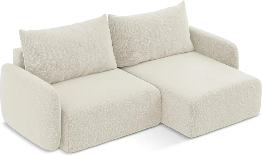 Krémszínű kinyitható-tárolóhelyes sarokkanapé (jobb oldali) Kalena – Makamii