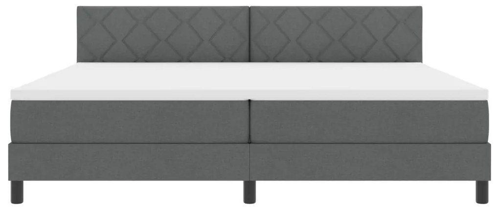 Boxspring Ágy Mattal Sötétszürke 200x200 cm Szövet