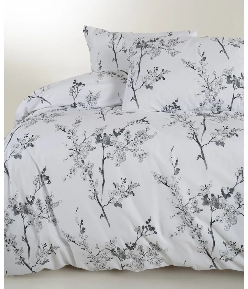 Fehér-szürke egyszemélyes renforcé pamut ágyneműhuzat 140x200 cm White Floral – Mila Home Luxury