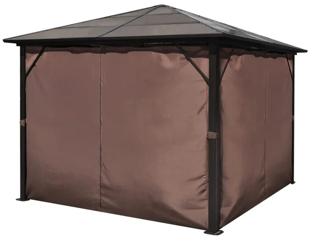 alumínium kerti pavilon barna függönnyel 300 x 300 cm