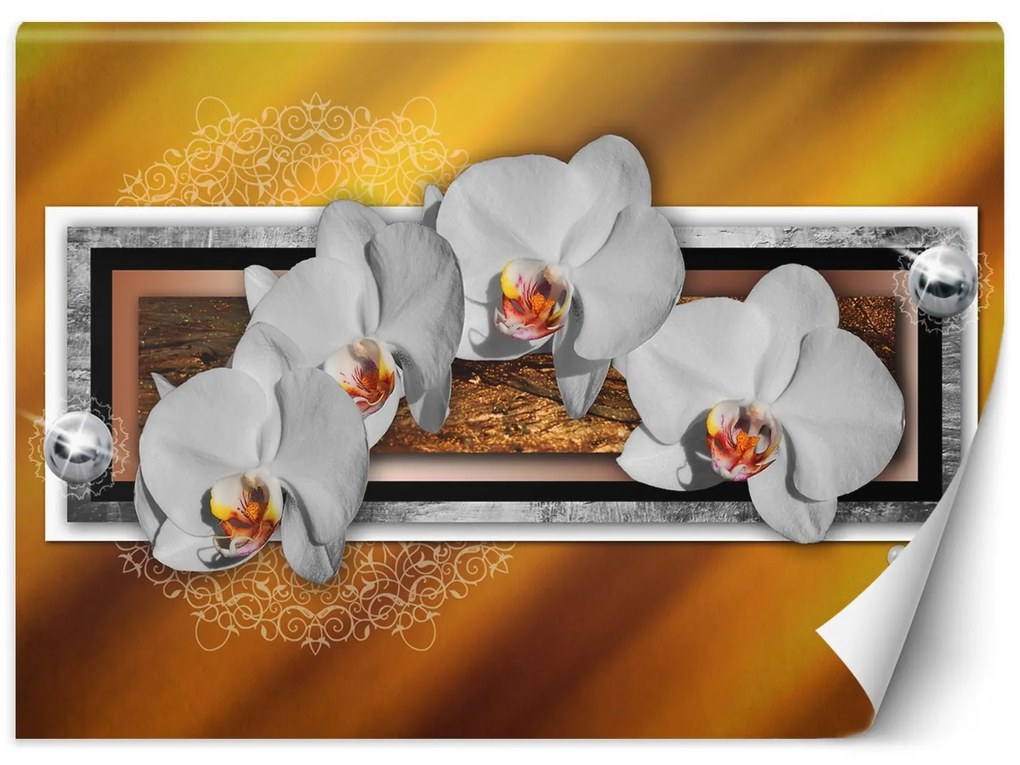 Gario Fotótapéta Geometria és orchideák Anyag: Vlies, Méret: 150 x 105 cm