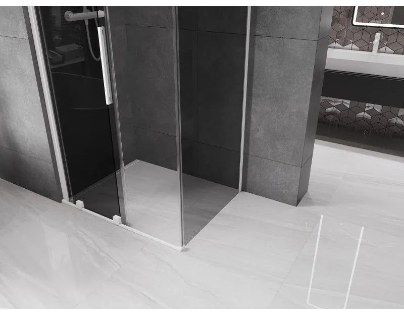 Mexen Velar, tolóajtós zuhanykabin 120 x 80 cm, 8mm szürke üveg, fehér matt, 871-120-080-41-20