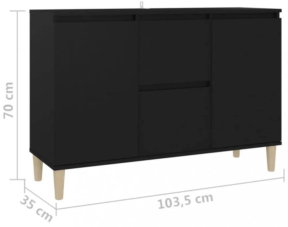 fekete szerelt fa tálalószekrény 101 x 35 x 70 cm