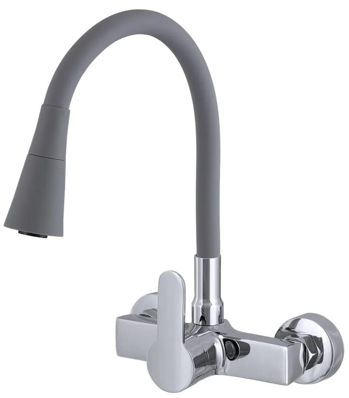 Gamma Flex 3000, falra szerelhető mosogató csaptelep rugalmas karral, szürke-króm, GMA-BFXS-3000G