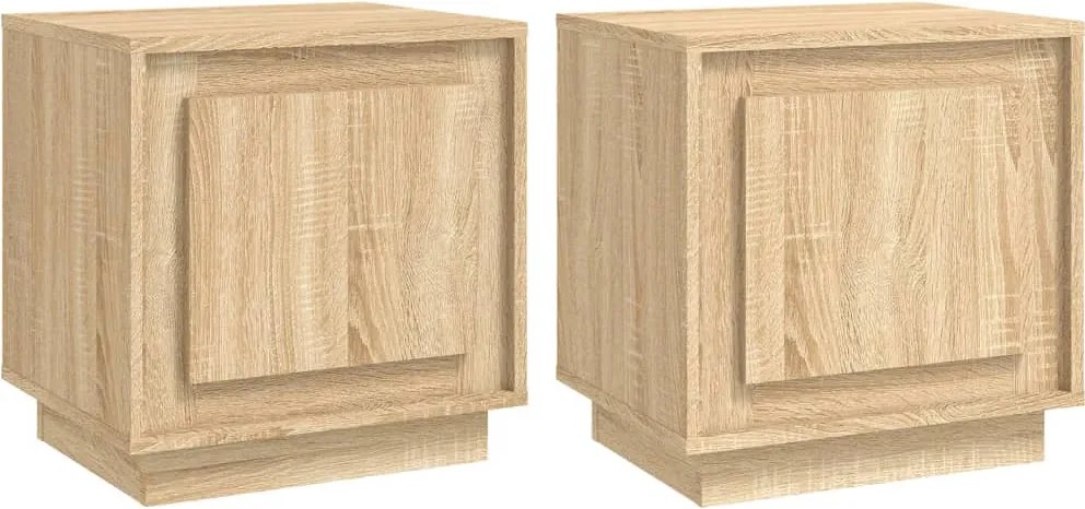 vidaXL 2 db sonoma tölgy színű szerelt fa éjjeliszekrény 44x35x45 cm