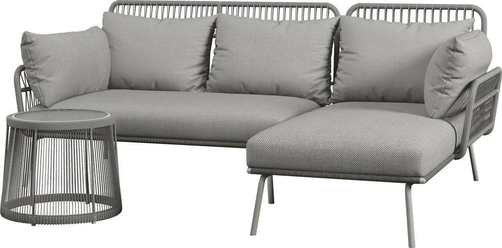 Outsunny 3 Részes Rattan Kertibútor Szett, Párnás Ülőgarnitúra, Teraszbútor 1 Oldalsó Asztallal, 1 Napággyal, 1 Kéttemű Sofával, Kültéri Bútor Szett K