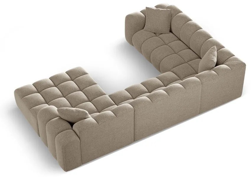 Világosbarna zsenília sarokkanapé (bal oldali-U alakú) Treno – Cosmopolitan Design