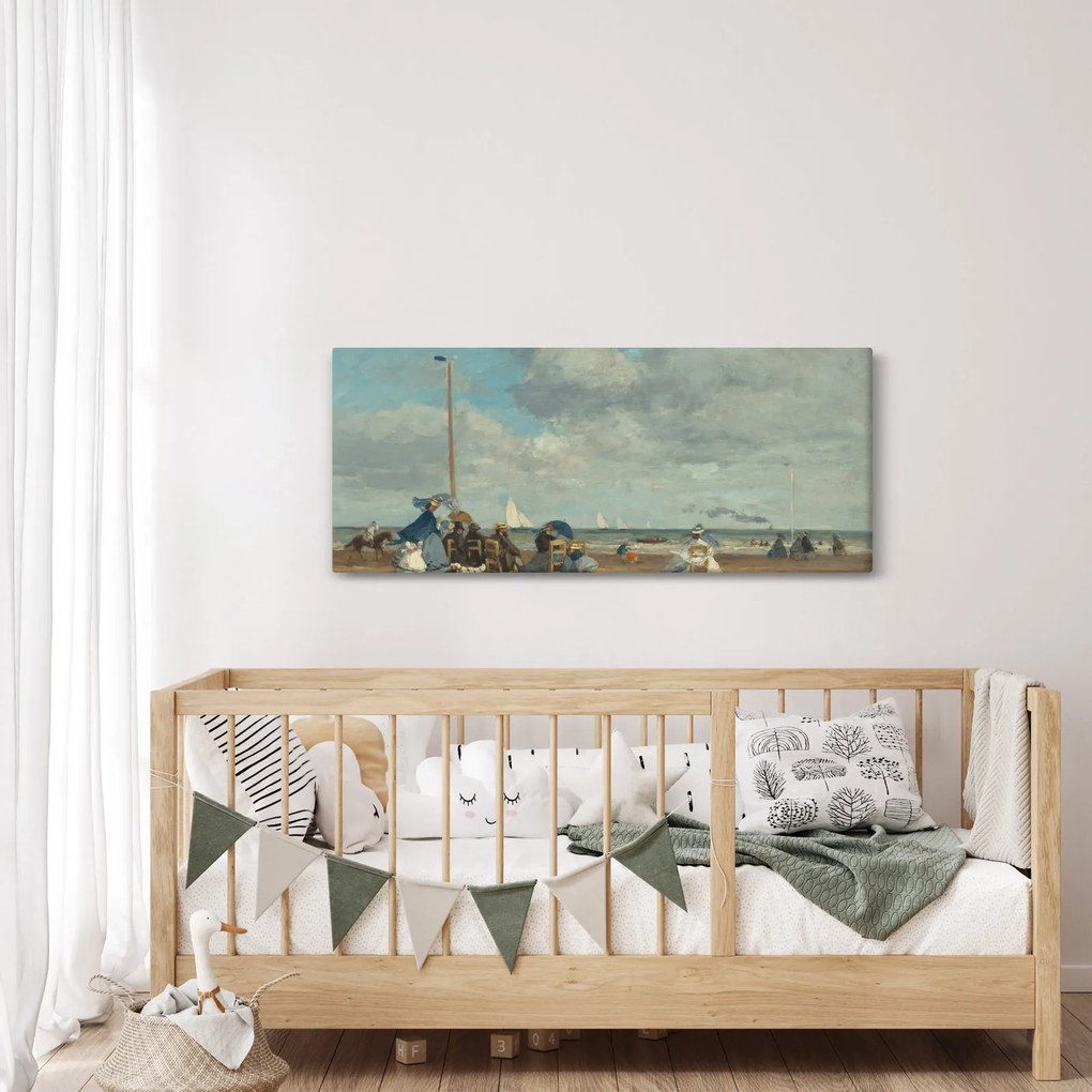 Kép - Eugène Boudin, Beach at Trouville, reprodukciók (120x50 cm)