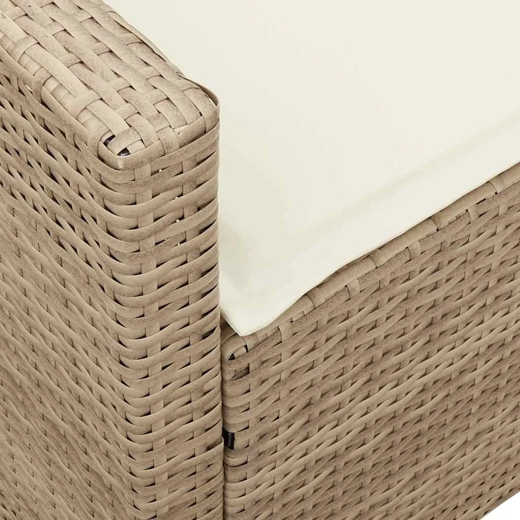 bézs polyrattan kerti kanapé párnával