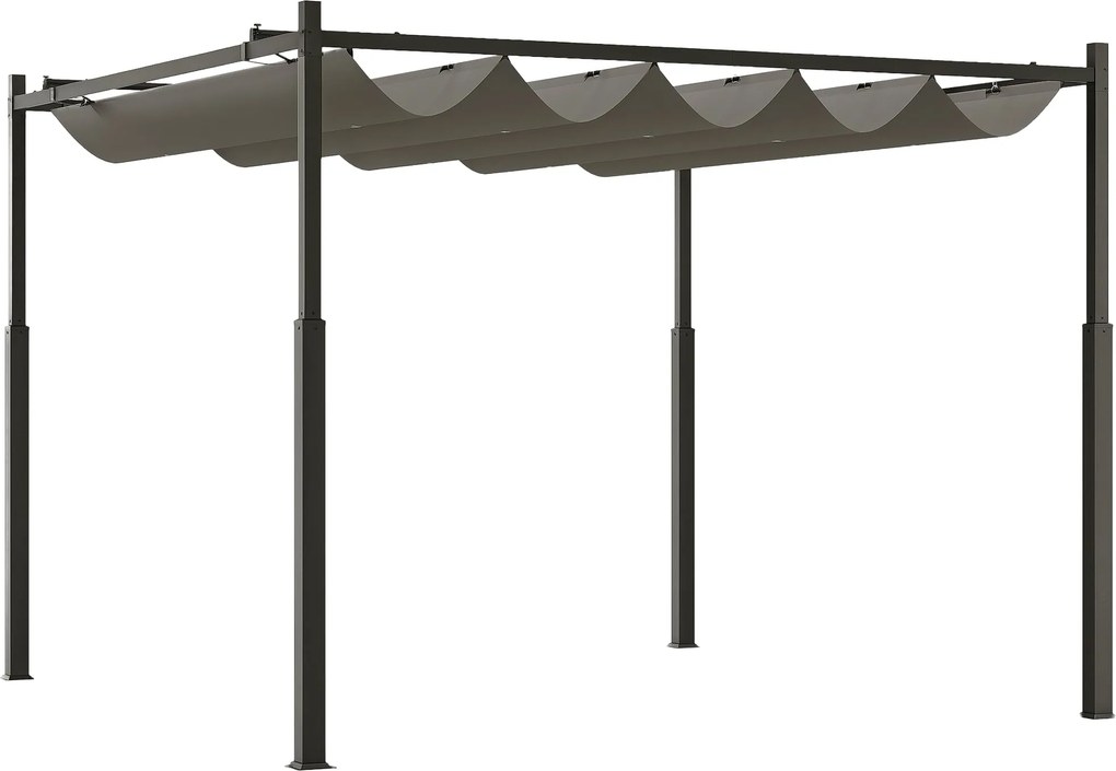 Outsunny 3 x 3 m felhúzható pergola – 180 g/m² poliészter, UPF30+, mágneses rögzítés, szürke | Aosom