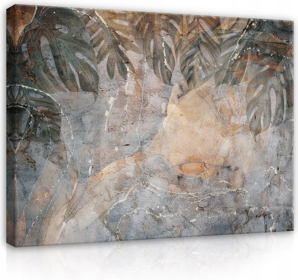 Vászonkép 80x60 Absztrakt botanika levelek természet textúra föld színek arany