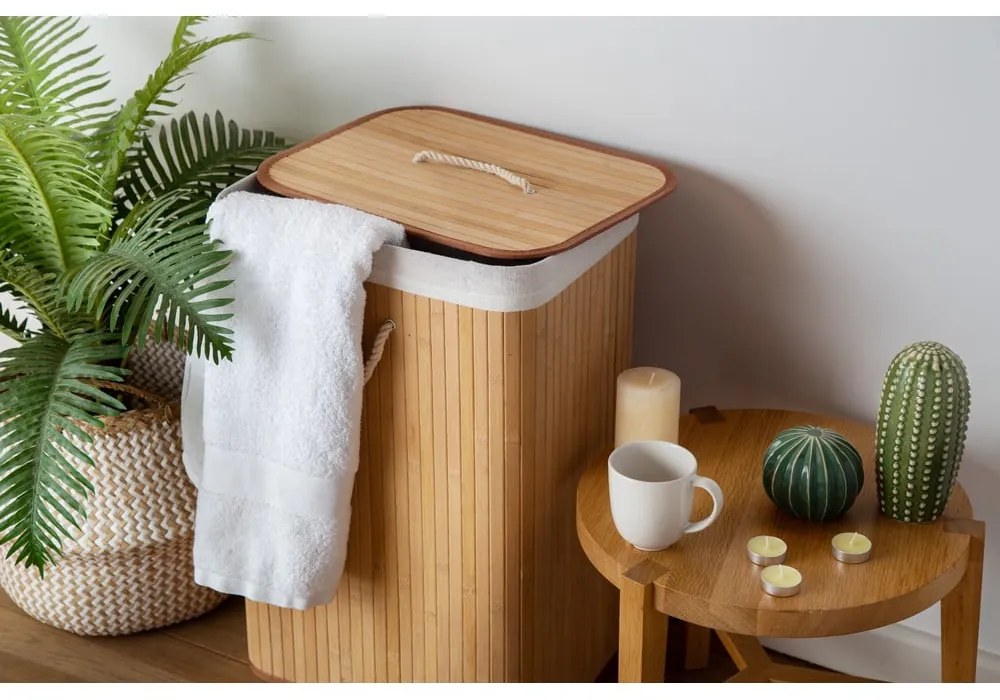 Natúr színű bambusz szennyeskosár 78 l Bamboo – Compactor