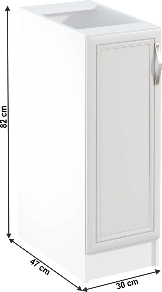 Alsószekrény D30, balos, fehér/sosna Andersen, SICILIA