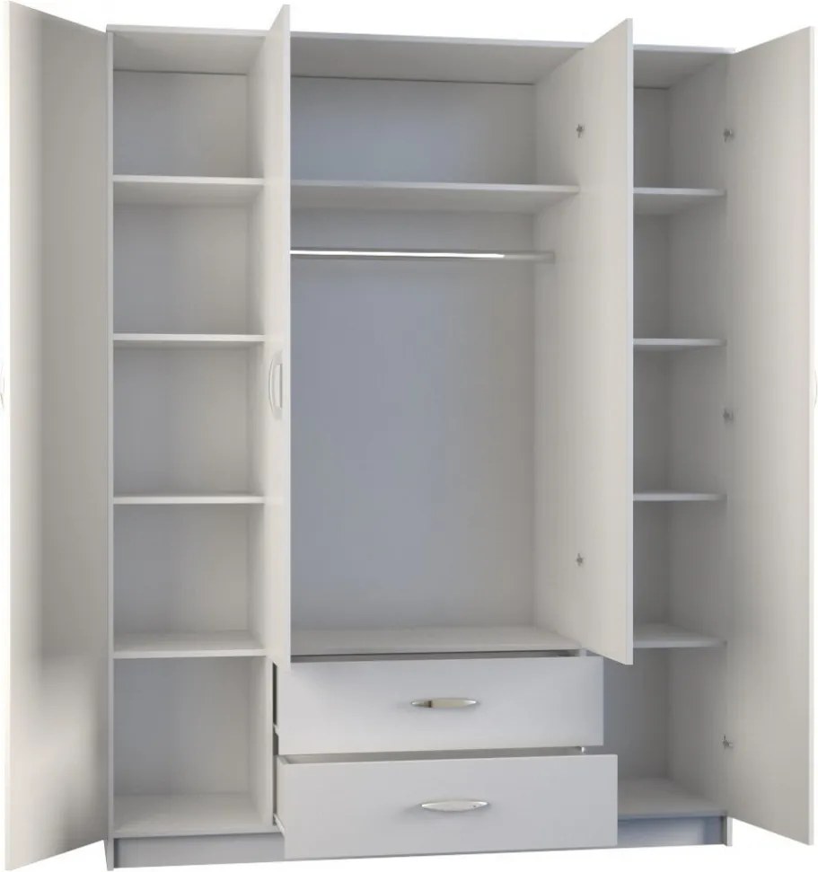 ROMANA 160 gardróbszekrény tükörrel, fehér