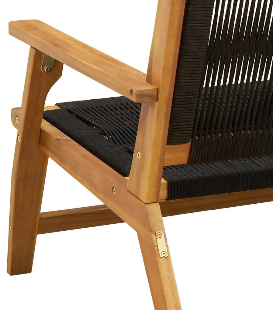 Kerti pad Fekete 76x122x73 cm Tömör akácfából