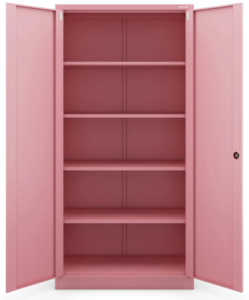 Fémszekrény otthoni irodába JAN, 900 x 1850 x 400 mm, Fresh Style: púderrózsaszín