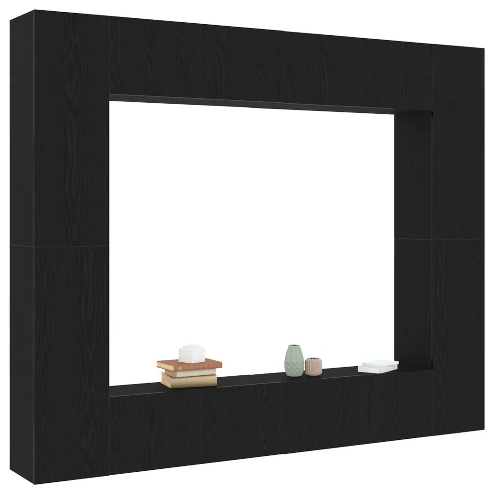 TV szekrény 8 pcs Fekete 221 x 30 x 180 cm Faanyag