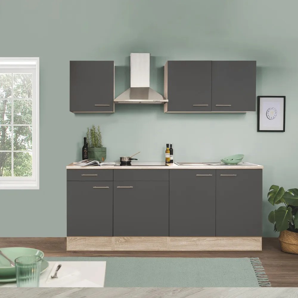 Yorki 210 konyhabútor sonoma tölgy korpusz,selyemfényű antracit fronttal