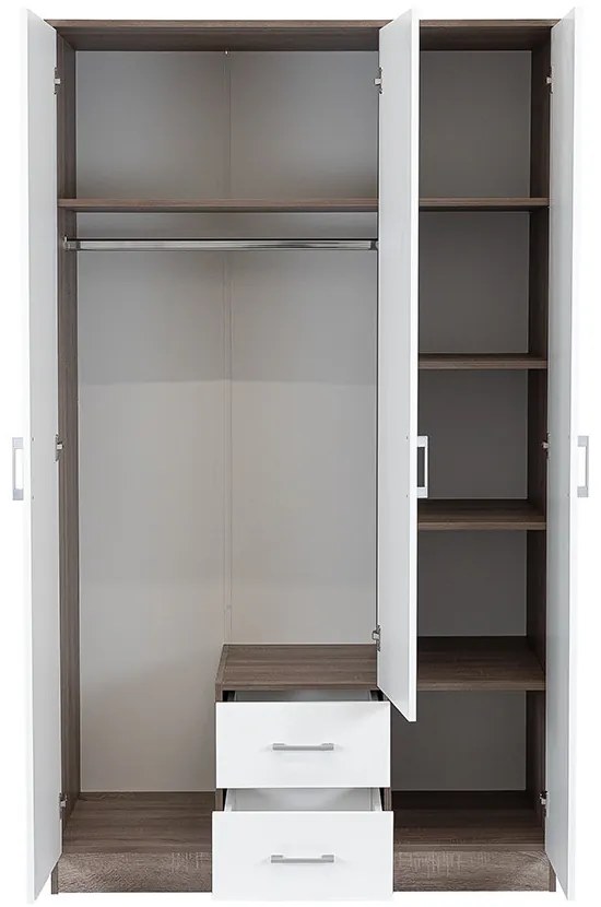 Miami gardróbszekrény 120x205 cm fehér-yorki tölgy