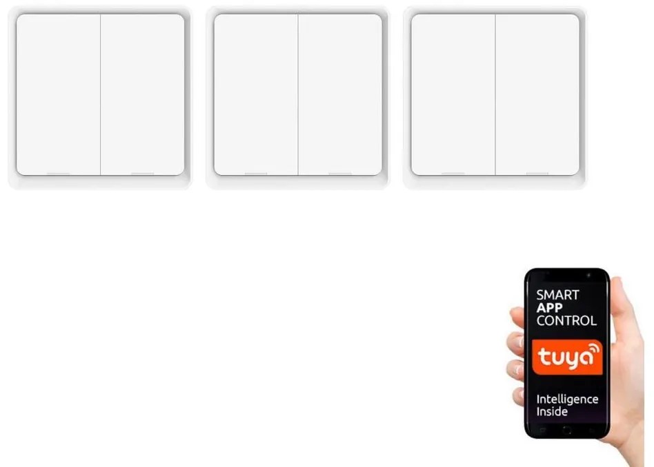 Immax NEO 07507C - KÉSZLET 3x Kapcsoló  2-gombos SMART 3xCR2430 Zigbee 3.0 Tuya