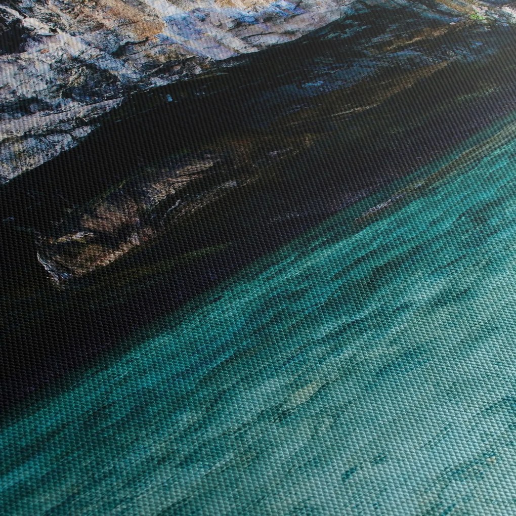 A víz és a sziklák képe (órával) (90x30 cm)