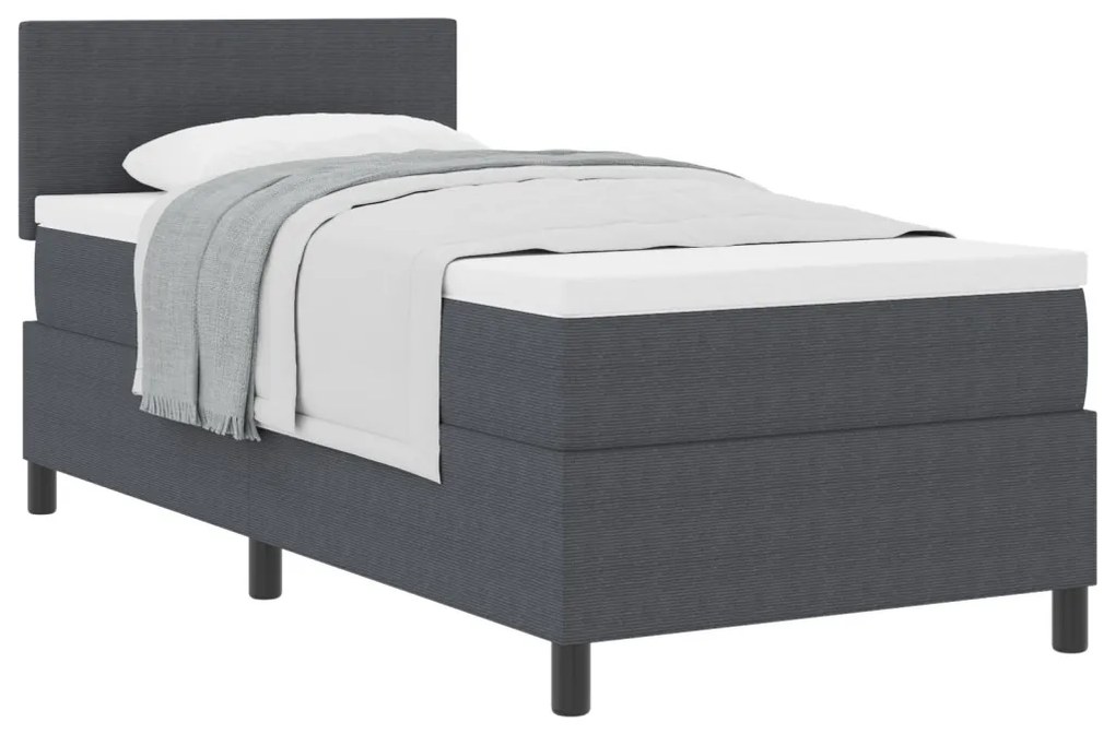 Box Spring Ágy Matracokkal Sötétszürke 90x200 cm Kordbársony