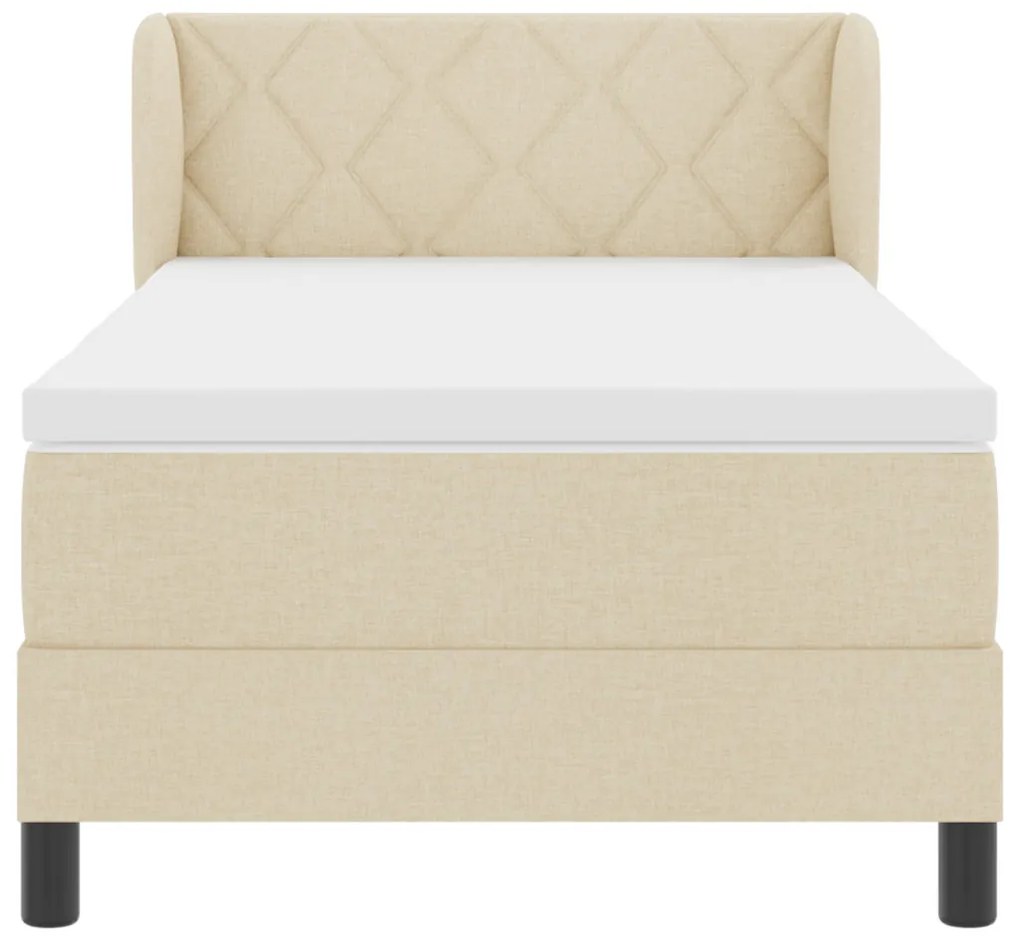 Boxspring Ágy Mattal Krém 100x200 cm Textil