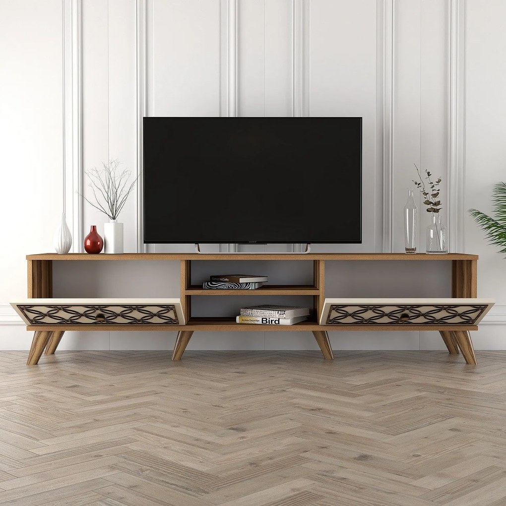TV szekrény Class - Walnut, Cream