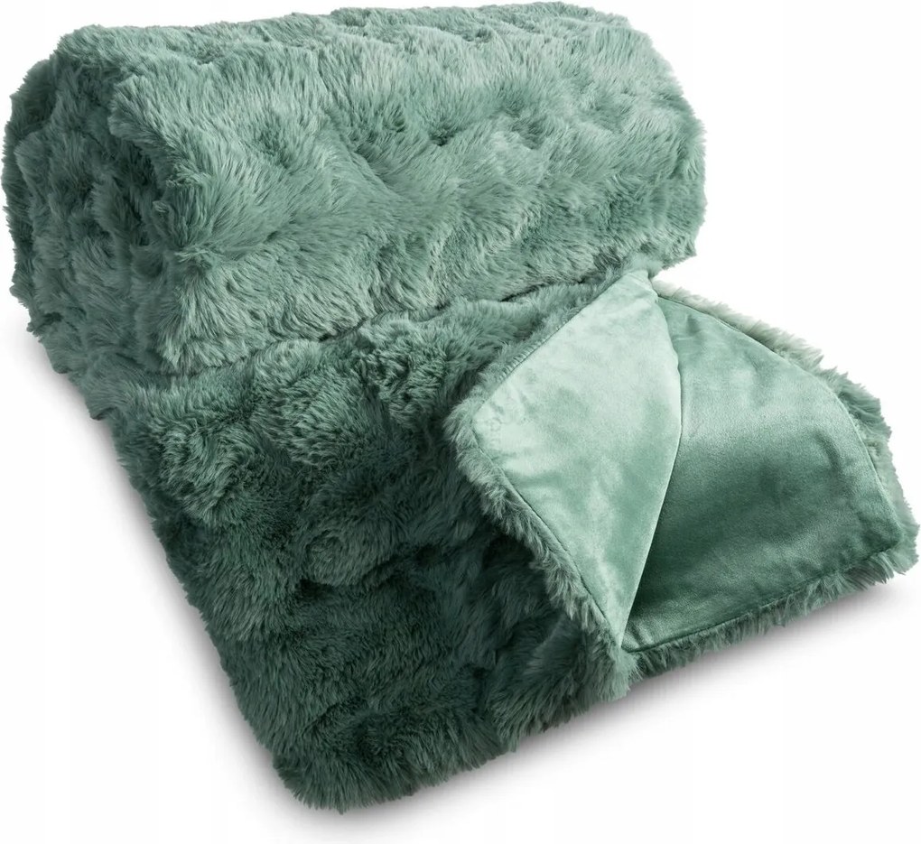 Dekoratív ágytakaró Lily 200x220 zöld/zsálya szőrme és bolyhos