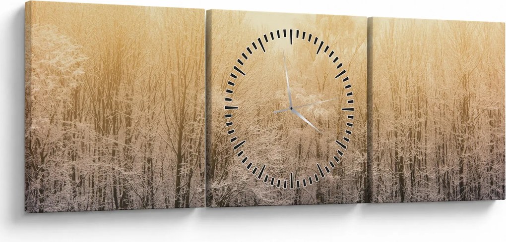 Fagyos erdő képe (órával) (90x30 cm)