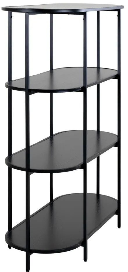 Vita Ovális polc, 4 polcos, fekete, fekete keret 85x36x111 cm