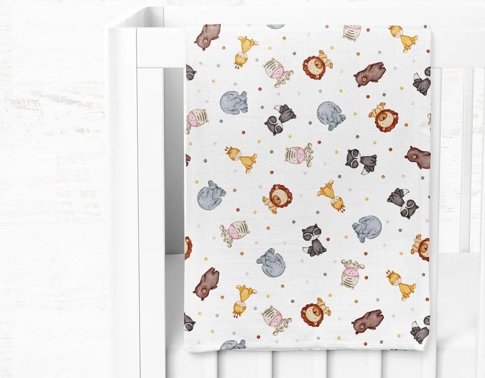 Fehér muszlin gyerek takaró 75x100 cm Zoo – Mijolnir