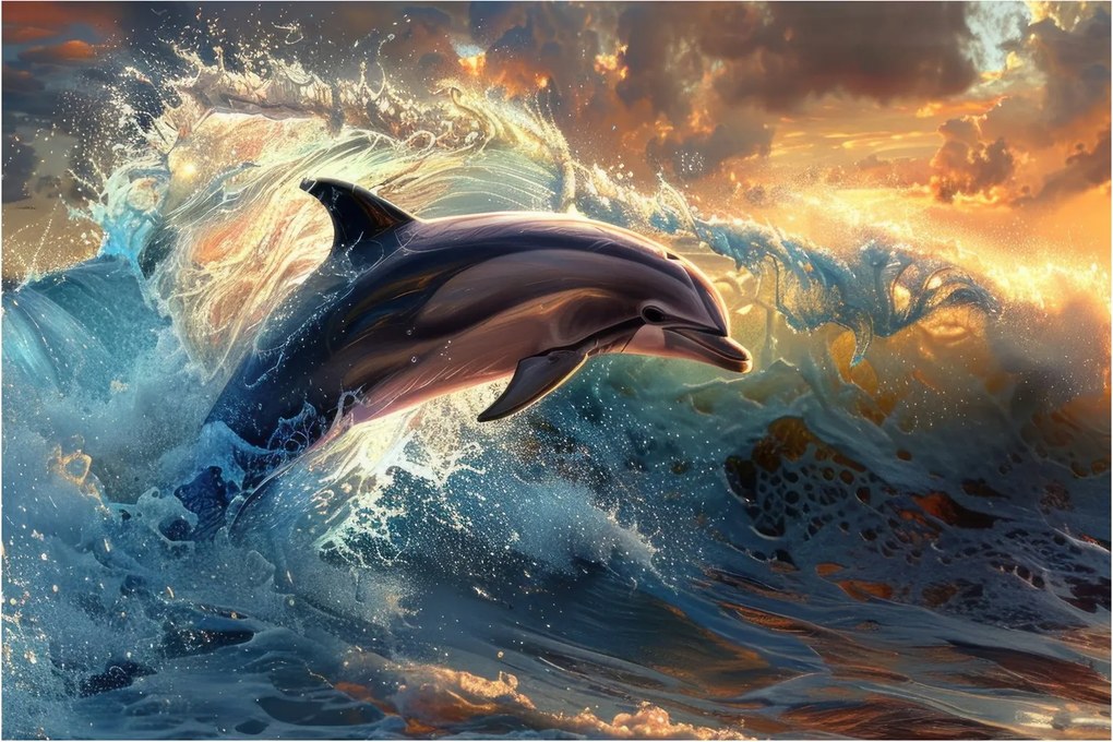 Kép - Delfin, illusztrációk (90x60 cm)