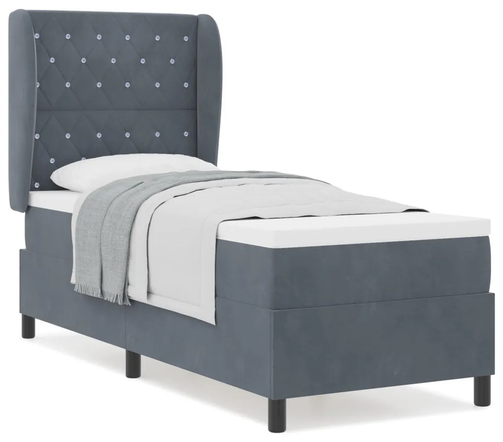 vidaXL Boxrugós ágy matracmal Sötétszürke 200 x 80 cm Poliészter