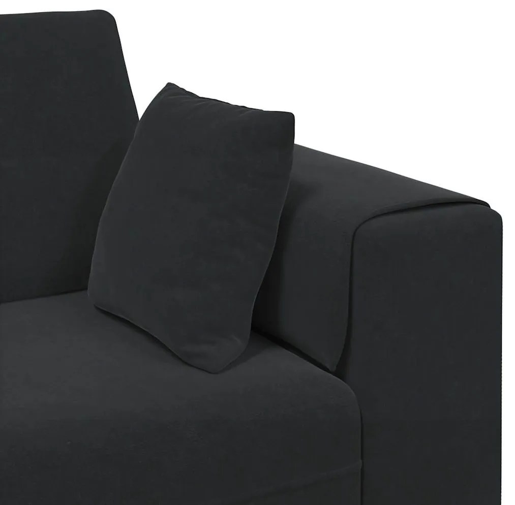 Bársony Kanapé párnával 3 pcs Fekete 208 cm Bársony