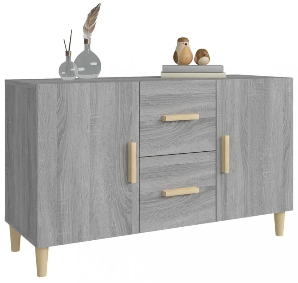 szürke sonoma színű szerelt fa tálalószekrény 100 x 36 x 60 cm