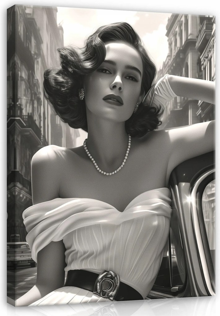 Vászonkép Nő Fekete-fehér Vászon Fal A Nappali Hálószobájába 120x80