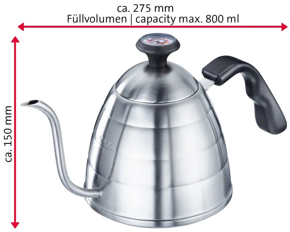 Westmark BRASILIA PLUS teáskanna hattyúnyakkal és hőmérővel, 800 ml