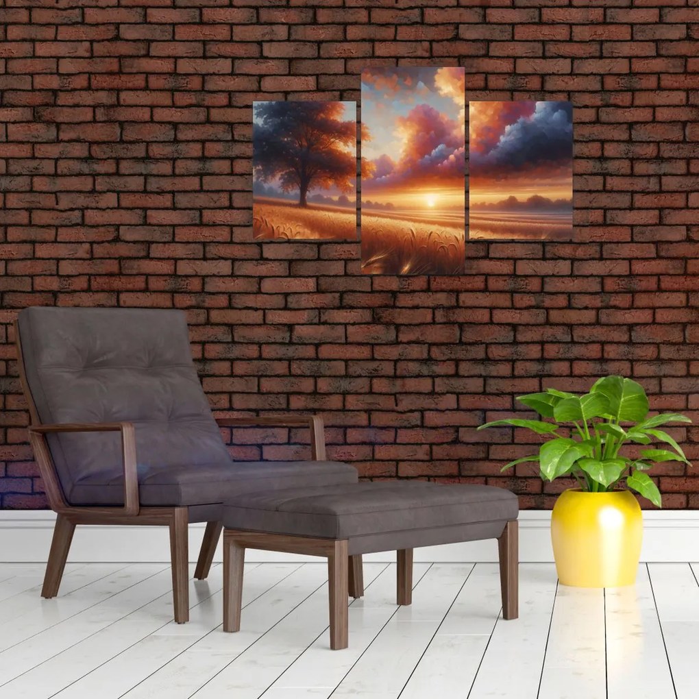 Kép – Naplemente a mezőn (90x60 cm)
